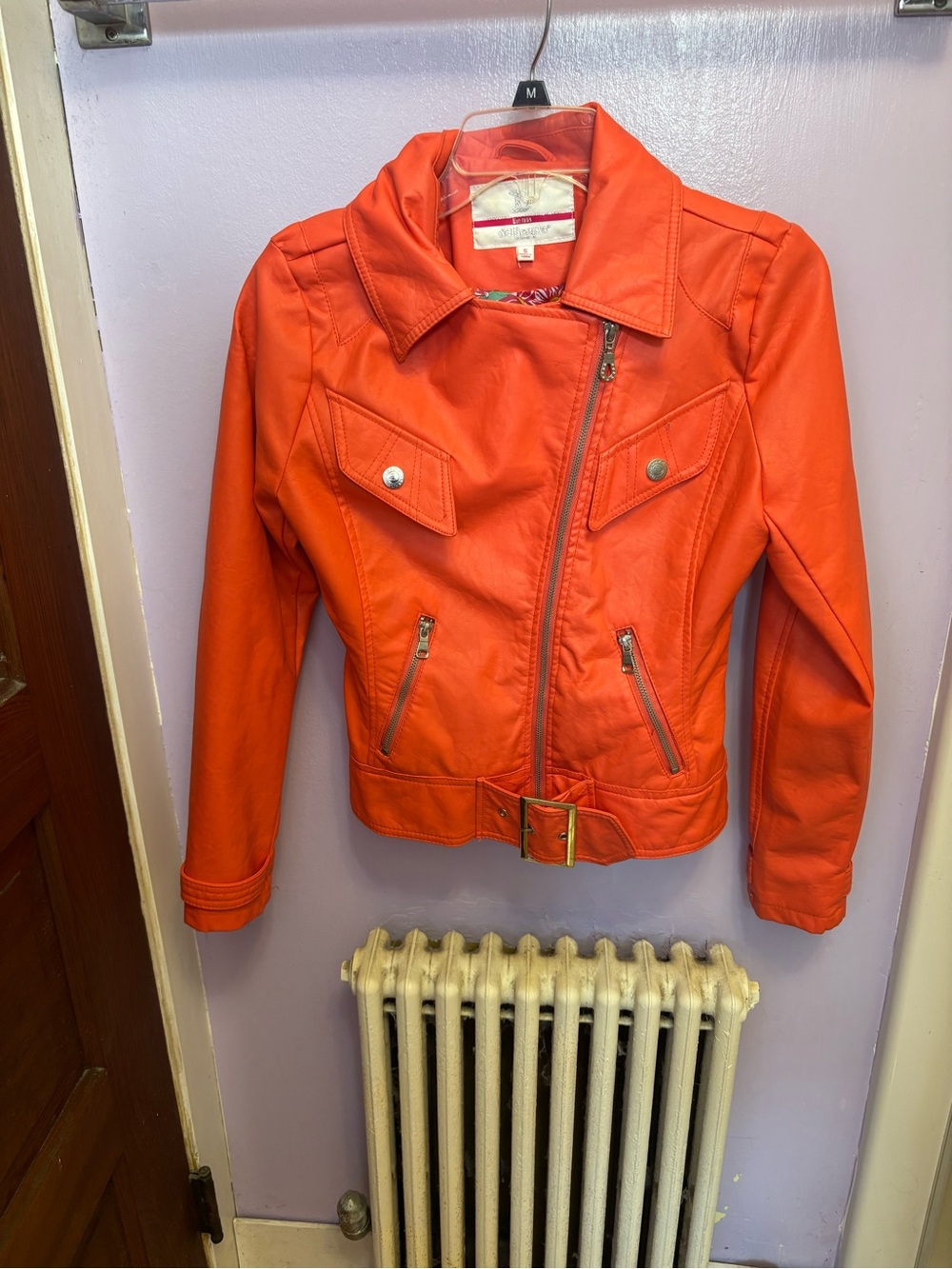 Dollhouse Vibrant Orange Girls' Faux Leather Moto Jacket